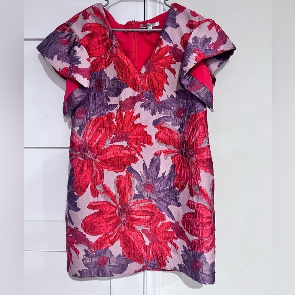 Badgley Mischka Pink, Red & Purple Floral Mini Dress